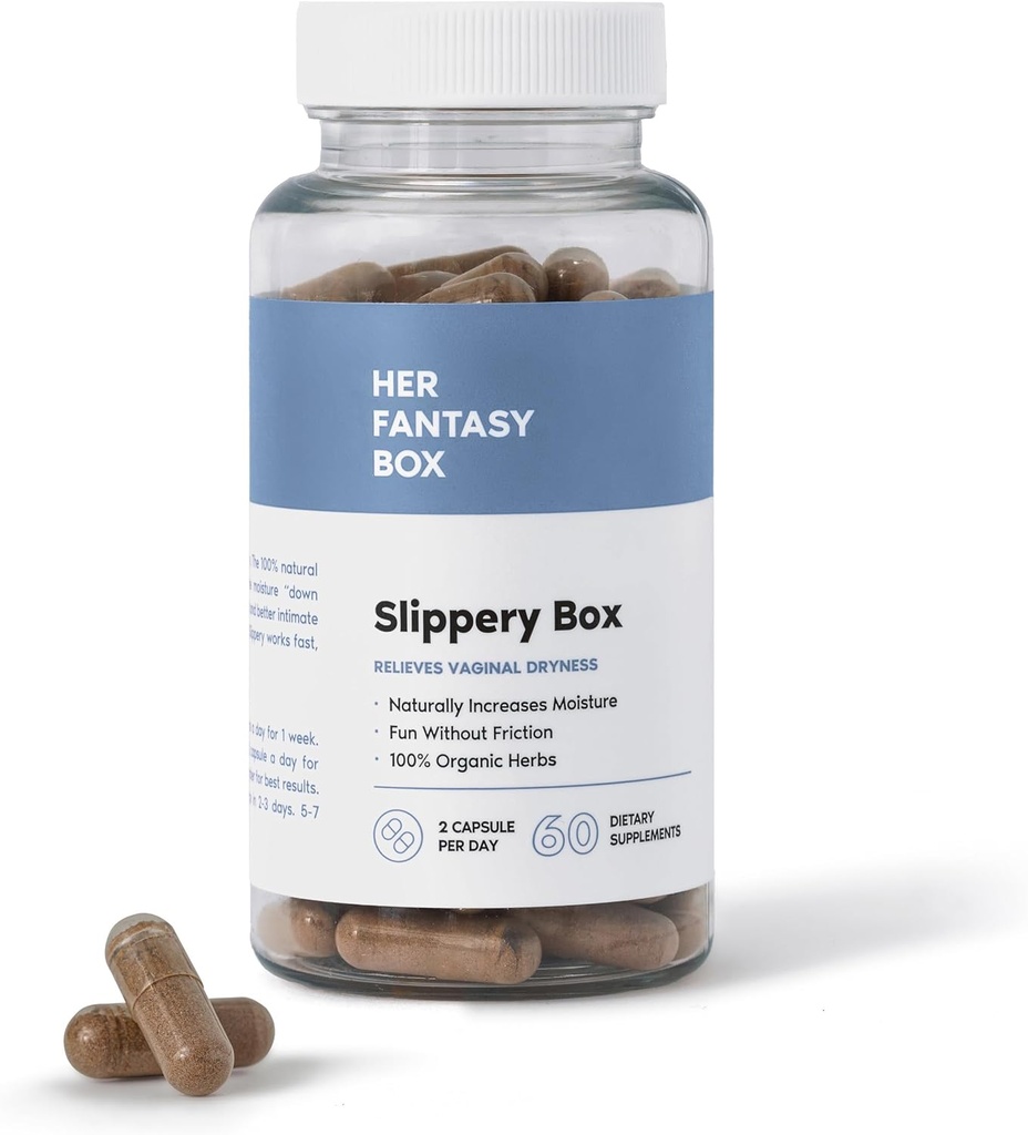 Il suo Fantasy Box | Slippery Box | Fast-Acting Slippery Elm Capsule per Feminine Wellness & Intimate Moisture Support – 60 Vegan Capsule