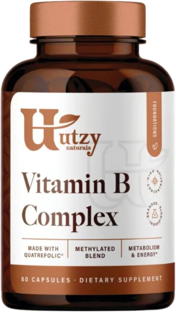 Utzy Naturals Vitamin B Complex | Contiene tutte le 8 vitamine B essenziali | con Choline e Inositol | 60 capsule