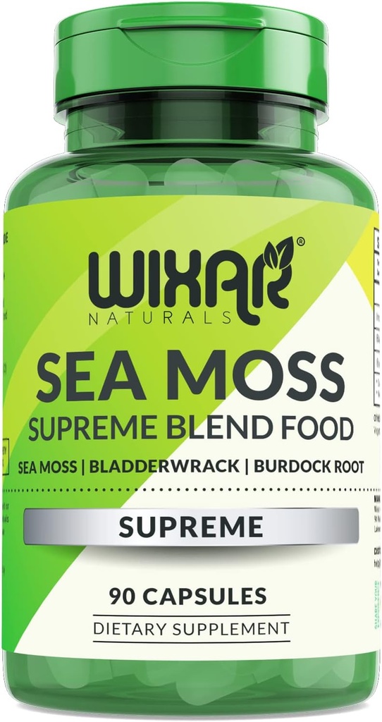 Capsule di Moss del Mare Organico - Bladderwrack con Capsule di Radice Burdock - Pillole di Seamoss Irlandesi - Gel di Moss Più Forte Di Mare - Dr Sebi Ispirato - Polvere di Moss Raw Sea - Moss irlandese (90 Caps)
