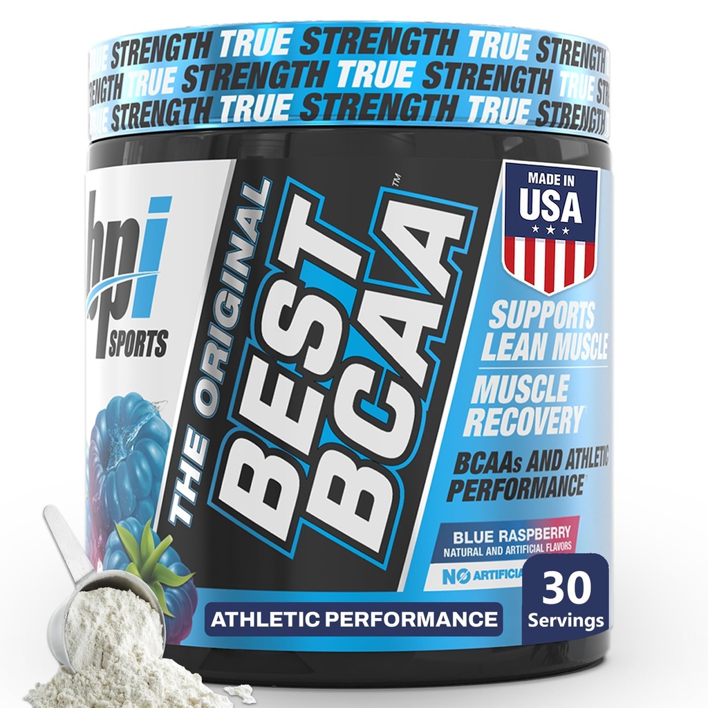 BPI Sports Best BCAA Powder - Supporto per il recupero del muscolo - Aminoacidi a catena ramificata | Blocchi di costruzione di proteine e muscoli - Post Workout Recovery – Idratazione - Blue Raspberry, 30 Serve