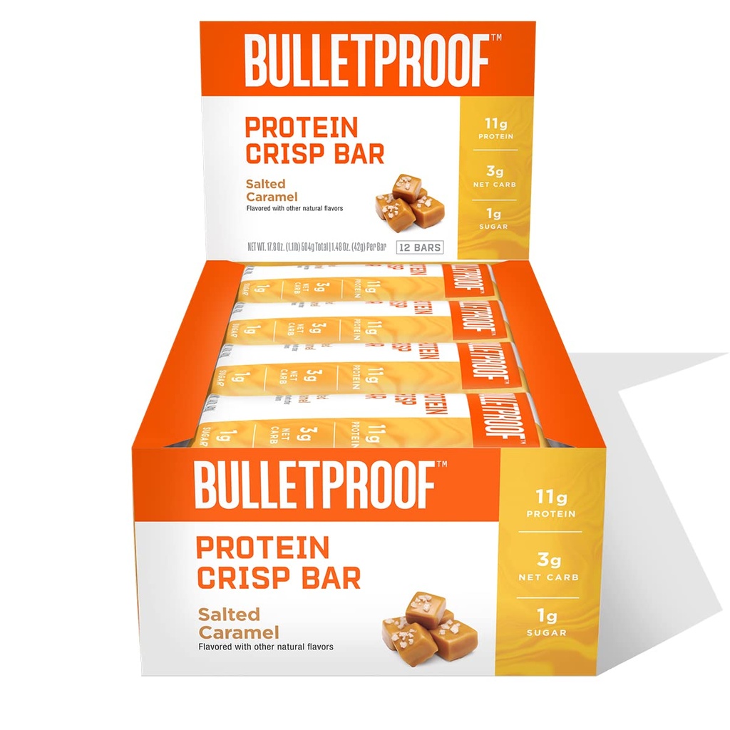 Barre a prova di proiettile di proteine di caramel salate, 12pk, proteine alte, zucchero basso