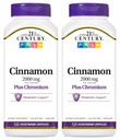 21st Century Cinnamon 2000 mg Per Serving Plus Chromium Capsule Vegetariani 120 Conte - Confezione da 2