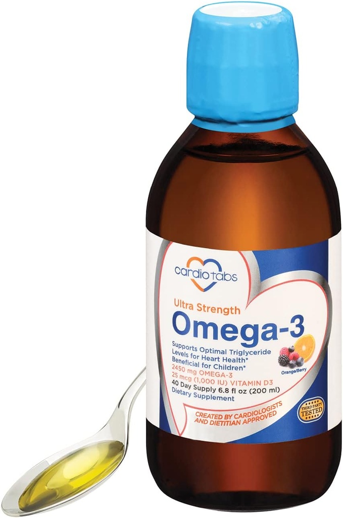 Olio marino Omega-3 + vitamina D3, Integratori di olio di pesce 4.500mg Omega-3 da olio di pesce e Calamarine, 2.130mg DHA e EPA, + 1.000 IU di vitamina D3-6.8 fl oz