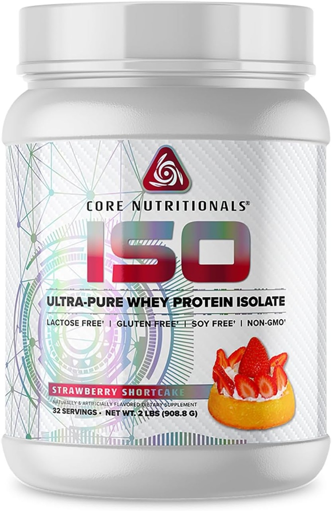 Nutrizioni Nutrizioni Nutrizioni Nutrizione Iso Whey Protein Isolate | Lattosio, Gluten, & Soy Free | 100% Micro Filtered, Pressato a freddo | 25g Protein | 2 Pound (Strawberry Short Cake)