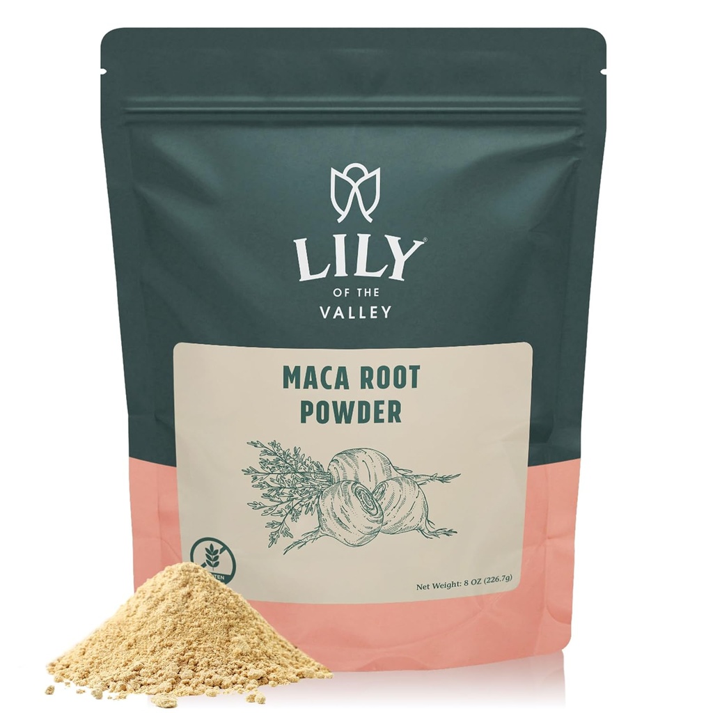 Lily of the Valley Maca Root Powder - Grande Superfood per la prima colazione, Smoothies & Baking - Grado Premium - Gelatinized per la digestione facile - Vegan & Gluten-Free - Confezionato in sacchetto sigillabile (8oz, 226g)