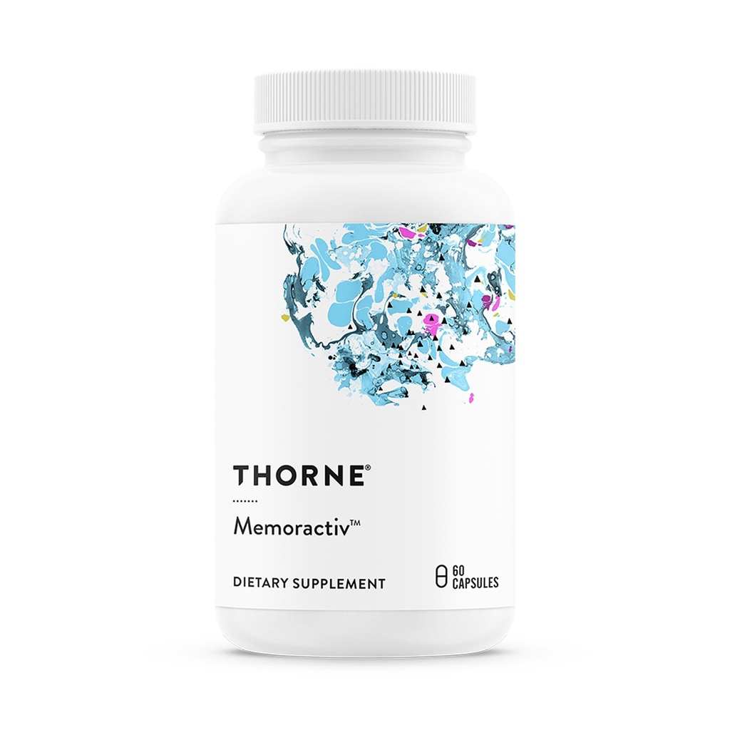 THORNE - Memoractiv - Nootropic Brain Supplemento per Focus, Creatività e Concentrazione - Ashwagandha, Ginkgo, Lutemax, Bacopa, Pterostilbene - Gluten-Free, Dairy-Free* - 60 Capsule - 30 Serve