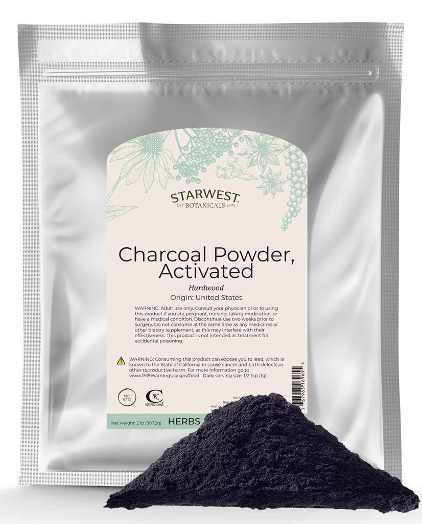 Polvere di carbone attivata degli botanici di Starwest, 2 sterline