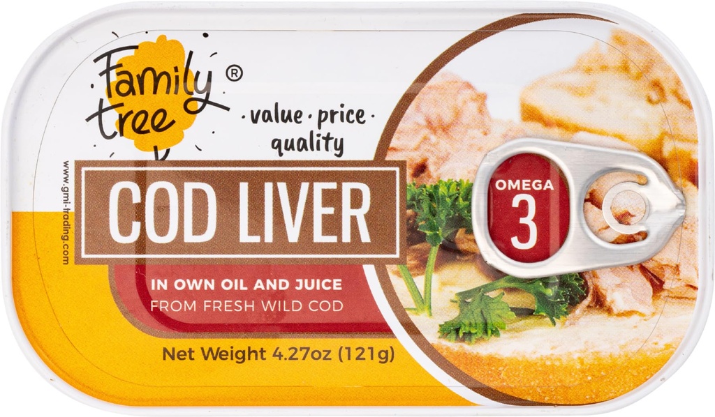 Family Tree Islandese Wild Caught Cod Liver in Own Oil 4.27 oz (confezione di 12)