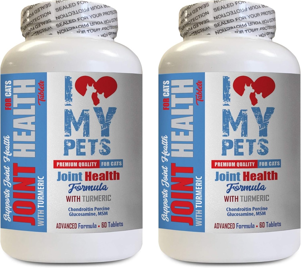 Amo il mio PETS LLC Integratori congiunti per gatti - Cats Joint Health con Turmeric - potente formula - VETS Scelta - Calcium Supplement per gatti - 2 Bottiglie (120 Trattati)