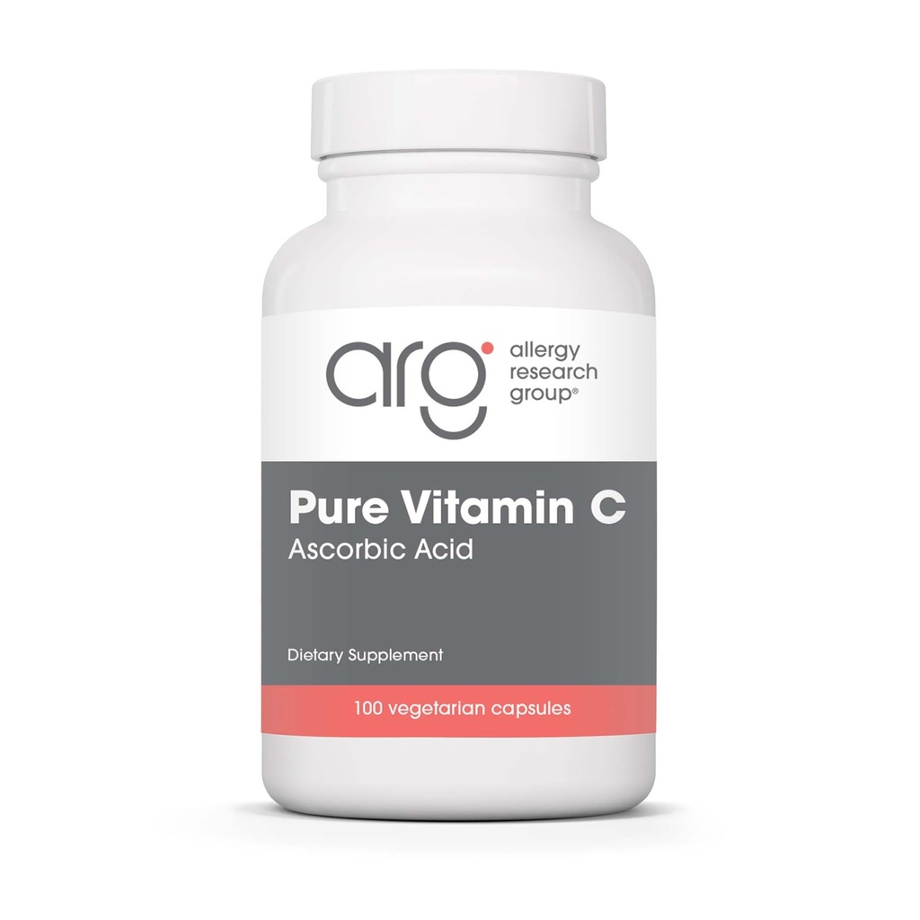 Gruppo di ricerca allergia Pure Vitamin C Supplemento - Acido ascorbico, 1000mg Organic Vitamin C, Alta Potenza, Unbuffered, Acidità mite, Capsule Vegetariani - 100 Count