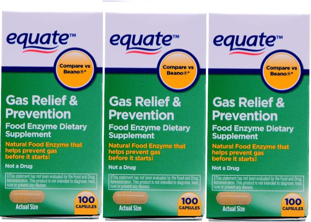 Equate Gas Bloating Rilievo e Prevenzione, Integratore alimentare dietetico, 300 Conte