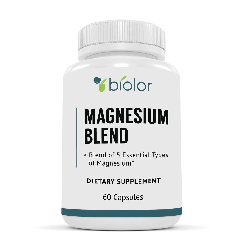 Magnesio Complesso Supplemento, Miscela di Magnesio Spettro completo, Glicinato di Magnesio con Malato, Citrato, Taurinato e Gluconato - Integratore di Magnesio ad alto assorbimento, Capsule Complesso di Magnesio