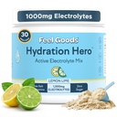 Feel Goods Hydration Hero, 1000mg Electrolytes Powder, Sugar Free, Magnesium, Organic Aloe Vera, Organic Aloe, L Theanine, Vitamina C & B12, Non OGM, Keto, Vegan | Lime Limo, 30 Servings