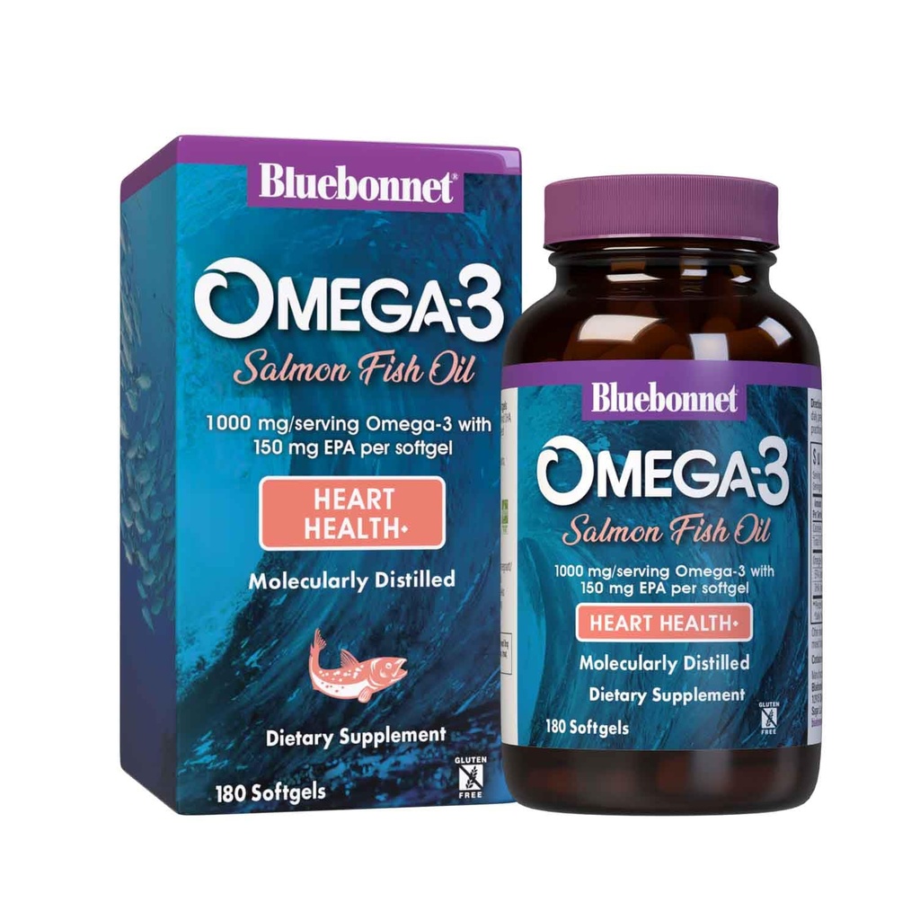 BlueBonnet naturale Omega-3 Salmon olio Softgels, 180 conte, bianco
