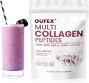 Peptidi multi collagene polvere, peptidi di collagene per le donne e gli uomini, polvere di collagene con acido ialuronico, biotina, tipi I, II, III, V, X, promuove capelli, chiodo, pelle, ossa e salute comune (1 lb)