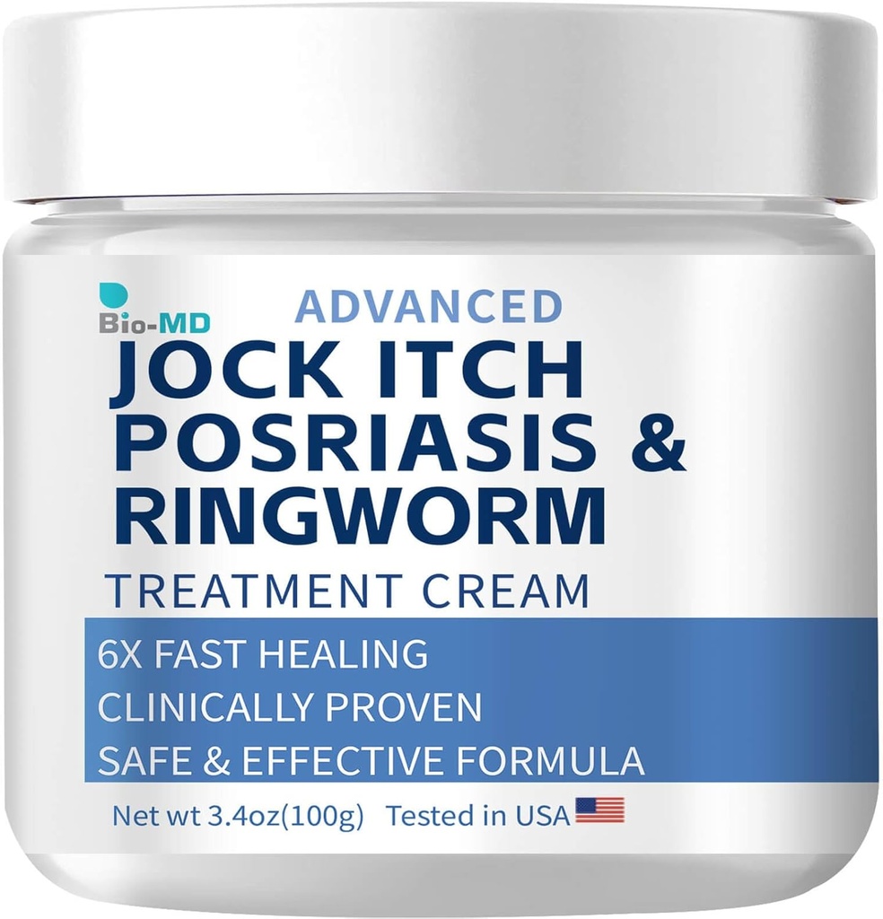 Bio-MD Jock Itch Cream, Jock Itch Cream Extra Forza per gli uomini e le donne, Psoriasis Cream, Ringworm Trattamento per gli esseri umani, Itch Cream - Potente e veloce sollievo