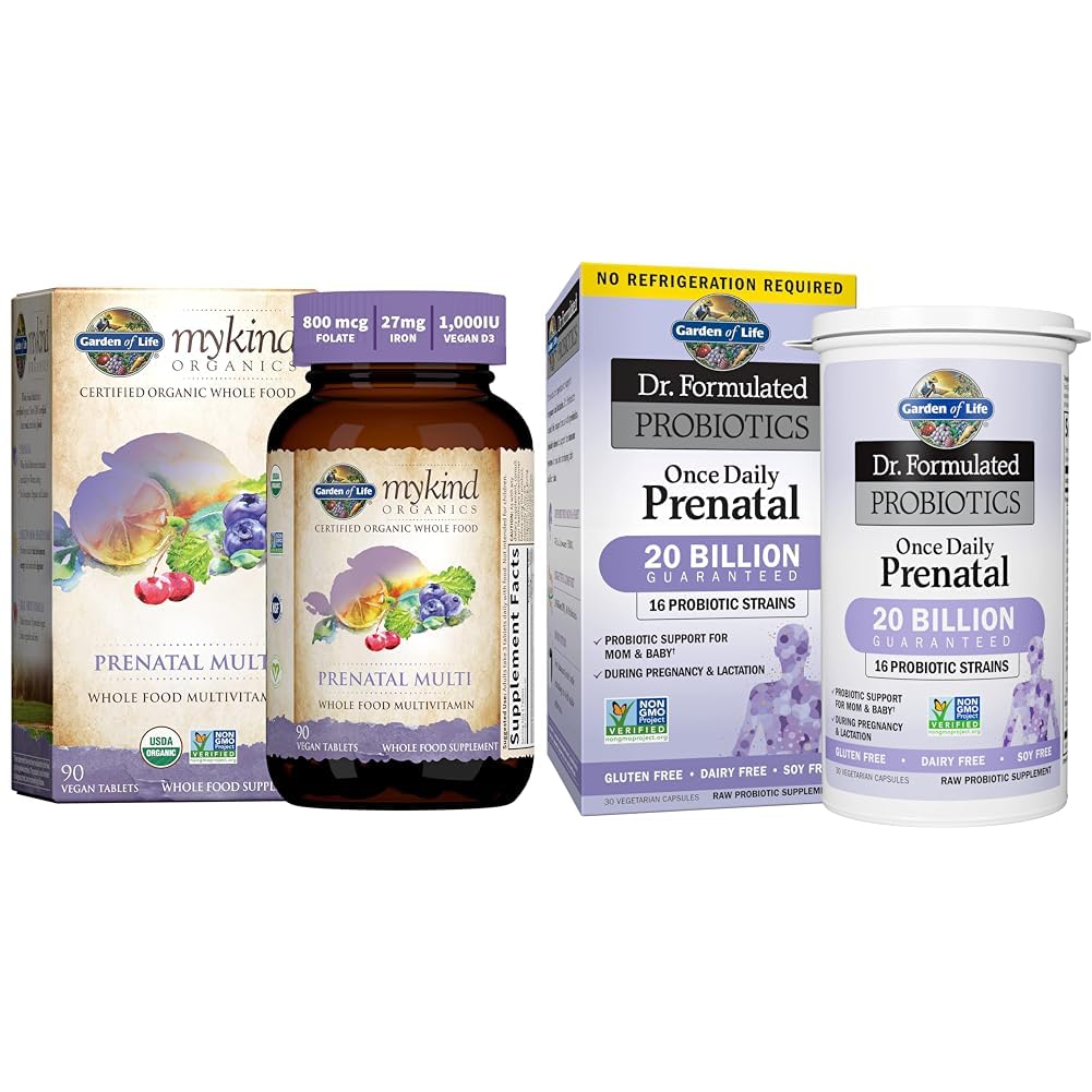 Giardino della vita Multivitamina Prenatale femminile con vitamina D3, B6, B12, C & Iron & - Dr. Formulato Probiotici Una volta Prenatale Quotidiano