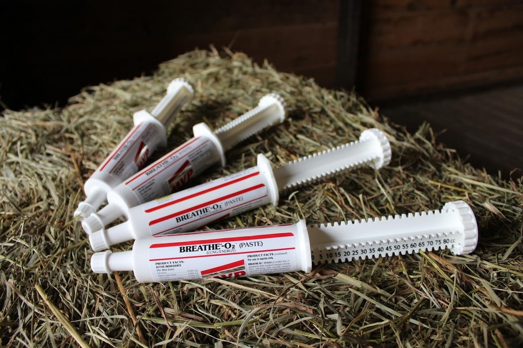 Respirare O'2 4 -Pack (8 dosi) Pre-Race Paste per sostenere la funzione polmonare / via aerea in cavalli