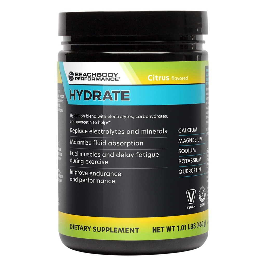 BODi Hydrate Performance Hydration Supplement, Quercetin Enriched Electrolyte Powder, 4 elettroliti chiave: Potassio, Magnesio, Sodio, Calcio - Supporta Endurance & Fluid Balance, Citrus, 40 SRV