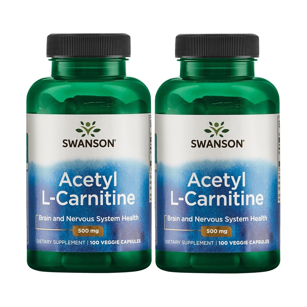 Swanson Acetyl-L-Carnitina - Integratore di aminoacidi Promuovere la salute cognitiva e il supporto muscolare - Formula naturale Maggio Promuovere la salute del sistema nervoso - (100 capsule vegetali) (2 Pack)