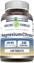 Incredibile Formulas Magnesium Citrate | 200 Mg compresse | Supplemento minerale | Non OGM | Gluten Free | Made in USA (1 Pack, 240 Count)