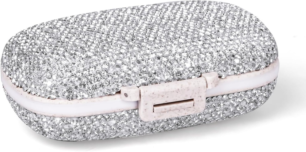 1Pack Travel Pill Organizer, 8 scomparti Portatile Pillola Case, Piccolo Pill Box per Pocket Purse Portable Medicine Vitamin Container (Sparkling Silver)