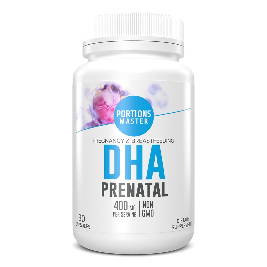 Porzioni Master DHA Prenatale, Rinatale Omega-3 Supplemento con 300 mg DHA, Supporta il cervello fetale & sviluppo degli occhi, Gravidanza & Nutrizione allattamento, Non OGM, Senza glutine (30 Softgels)