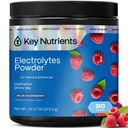 Polvere di elettroliti multivitaminici di KEY NUTRIENTs senza zucchero - Polvere di elettrolita di lampone blu dolce - Endurance & Energy Supplement - Polvere di idratazione - No Calorie - 90 Serve - Made in USA
