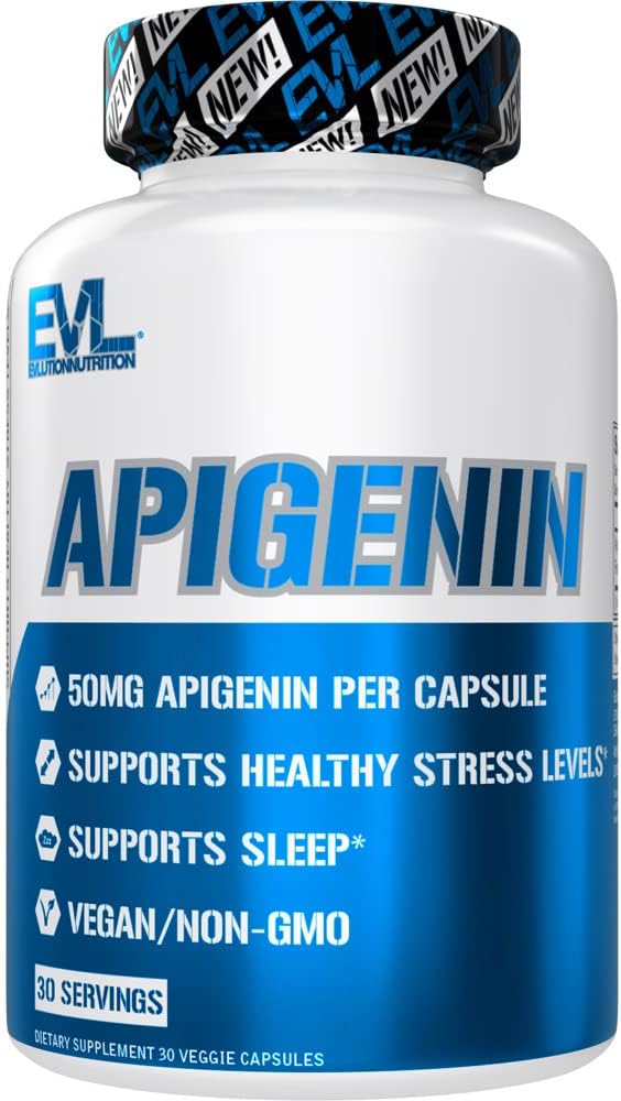 Evlution Pure Apigenin Supplemento da Estratto di camomilla - Apigenin rilassante 50 mg Bioflavonoide Stress e Mood Support Nutrition High Bio available Vegan Non OGM Herbal Sleep Supplement