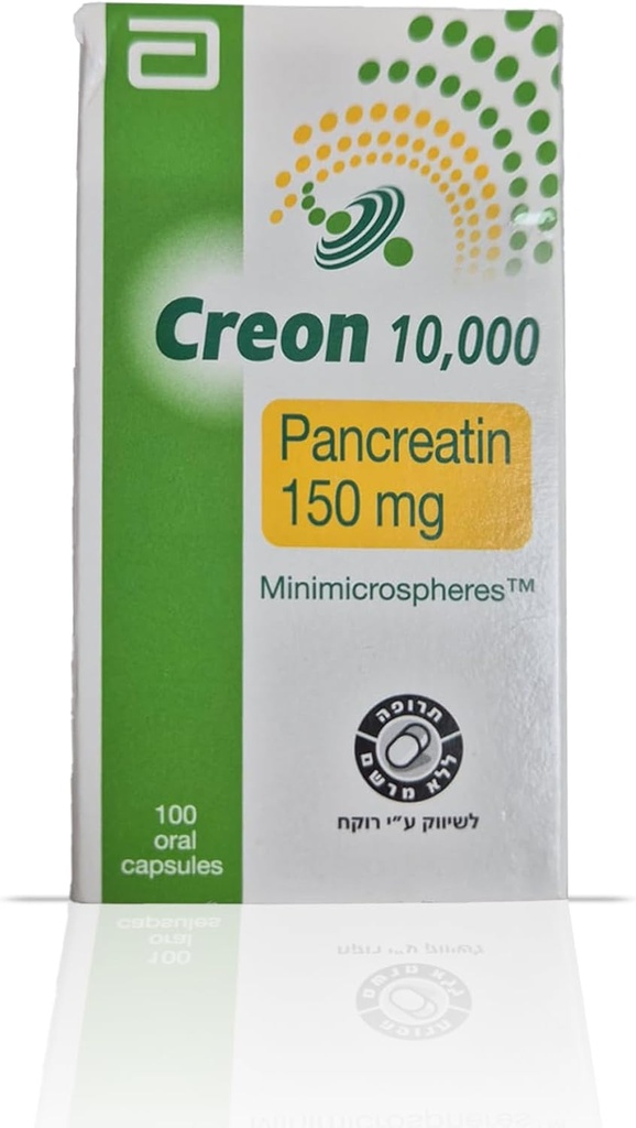 Creon 10.000 supplemento di enzima per l'insufficienza pancreatica - Supporta la digestione con Lipasi, Protease, Amylase - 100 capsule