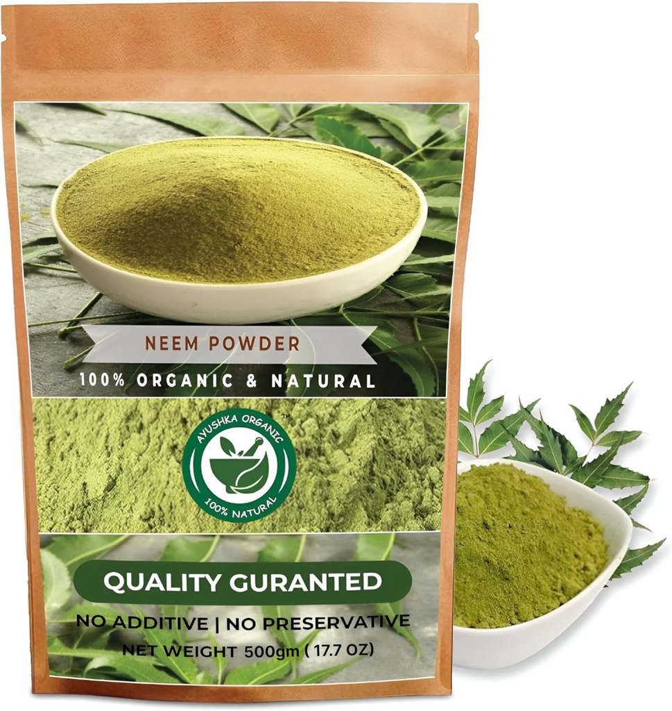 Polvere di neem | Azadirachta Indica | Integratore naturale di erbe per la pelle e la cura dei capelli (17.7 OZ | 500 gm)