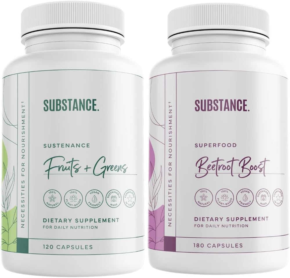 Ricevuto. Bundle: Sustenance Daily Fruits & Veggies (120 capsule) + Beetroot Boost (180 capsule) - Natural Energy Boost &amp; Total Wellness - US Made, Vegan-Friendly