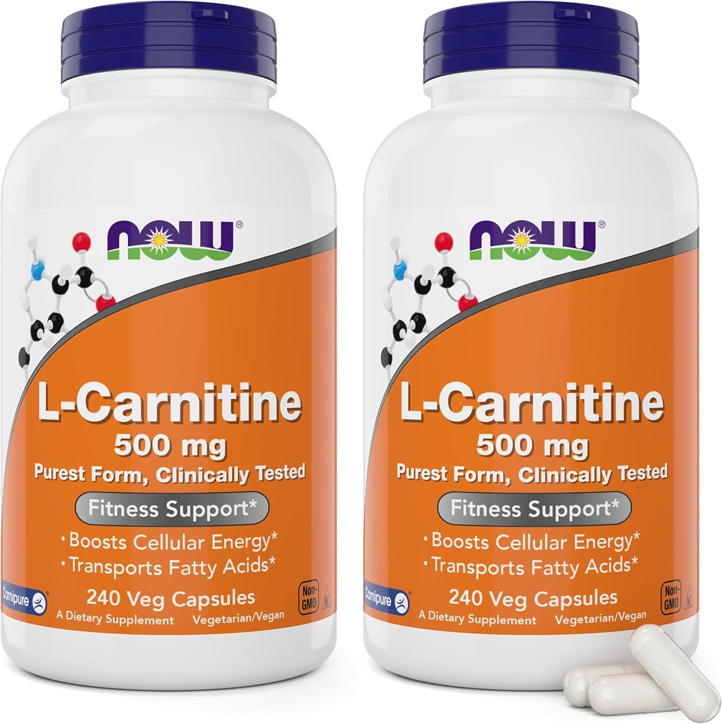 NOW Alimenti L-Carnitina 500 mg, 240 tappi di Veg (Pack of 2)