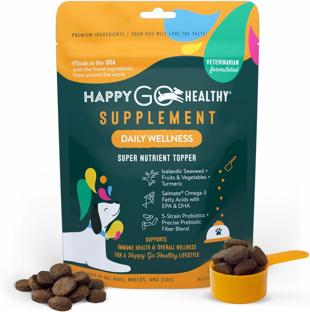 Integratori di benessere giornalieri per cani | Boosts Immune System Support and Digestive Gut Health for Dogs and Puppies | Tutti gli ingredienti naturali Tasty Kibble Dog Food Topper | 21 Count Pack