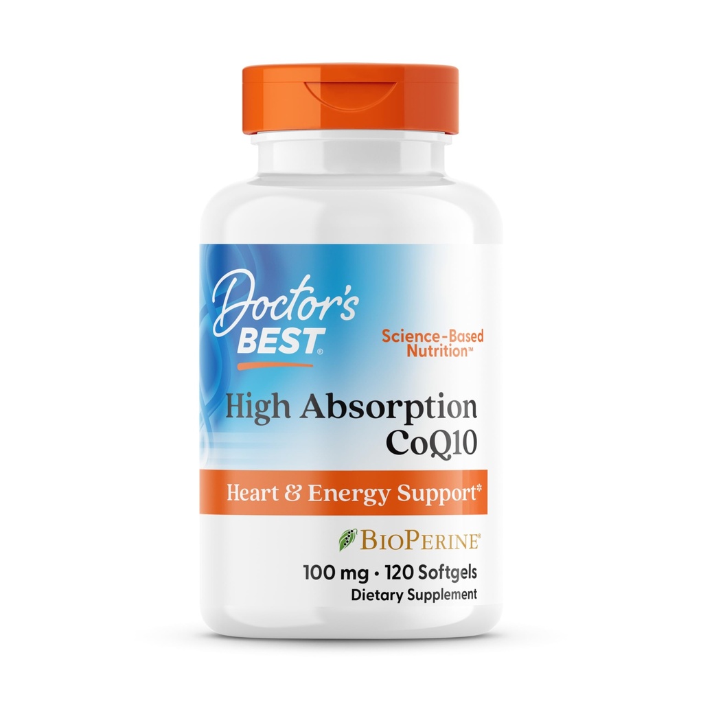Migliore coQ10 ad alto assorbimento del medico con BioPerine, senza glutine, naturalmente fermentato, salute del cuore, produzione di energia, 100 mg, 120 Conte