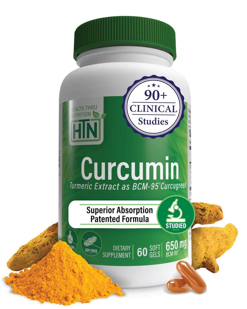 Curcumina della nutrizione della gola della salute 650mg BCM-95 Curcugreen | Complesso curcuma curcumina curcuma | Alto assorbimento | Risposta infiammatoria sana | Studi clinici | 3 ° partito testato | Non-OGM (pacchetto di 60)