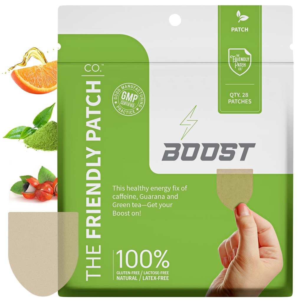 L'Amichevole Patch Boost Energy Patch - Alimentazione 28 giorni - Energy & Focus Patches, Caffeina, Guarana - Clarity & Energy - Pianta-Powered, Focus - Wellness Patches