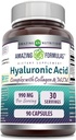 Incredibile Formulas Hyaluronic Acid Super Complex con MSM, Collagen Type I & III, e Vitamina C | 990 Mg | 90 Capsule Supplemento | Non-OGM | Gluten Free | Made in USA