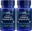 BioActive Folate & Vitamina B12, 150 Capsule Vegetariani (Pack of 2), Non OGM, Gluten Free