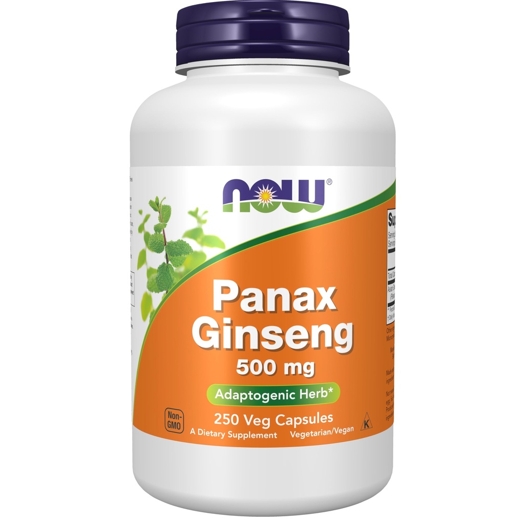 NOW Integratori Alimentari, Panax Ginseng (Root) 500 mg, Arbete adaptogenico*, 250 capsule di Veg