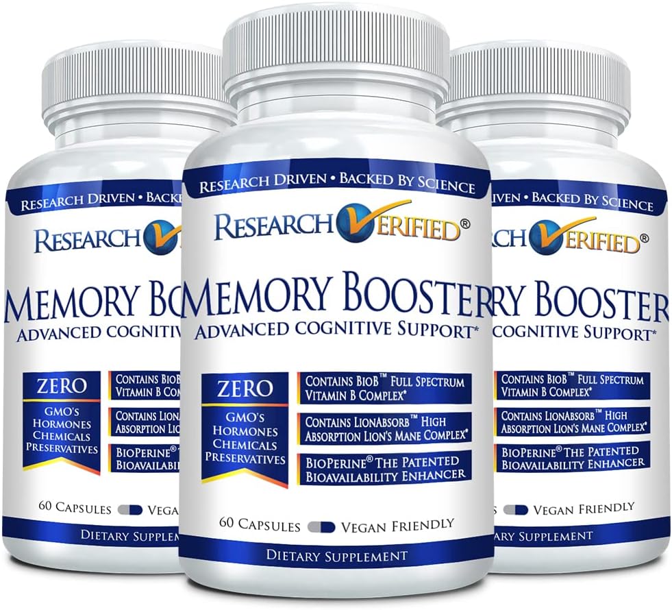 Ricerca Memoria verificato Booster - Nootropic Supplement - Migliorare la cognizione e la memoria - Lion’s Mane, Ginkgo Biloba, BioPerine - 3 mesi di alimentazione - Non OGM - Made in the USA