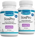 EuroMedica BosPro - Boswellia Serrata Extract Supplement - Integratore alimentare per il supporto polmonare sano - Formula di supplemento di erbe - 60 Softgels, 2 Pack (120 Softgels)