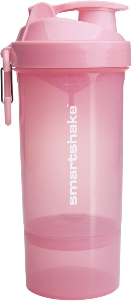 Smartshake O2GO ONE Plastic Protein Shaker Bottiglia 800 ml | 27 oz - Leakproof Screw-on Lid - BPA Free – Unisex - Light Pink