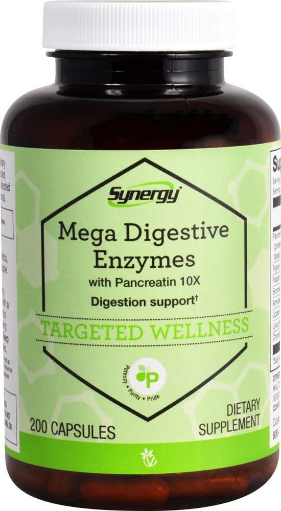 Vitacost Synergy Mega Digestive Enzymes con Pancreatin 10X -- 200 capsule