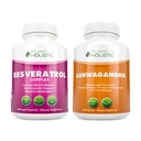 Resveratrolo puro olistico 1450mg + Organic Ashwagandha 1300mg & Black Pepper - Vegan Bundle - 180 + 180 capsule - Confezionato con potenti antiossidanti - Made in USA