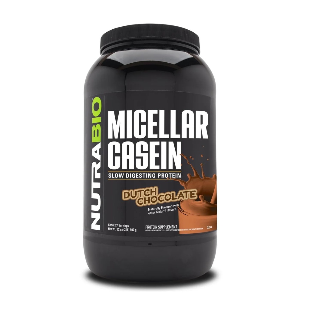 NutraBio Casein Protein Powder, Micellar Casien Powder, 25g Slow Digesting Protein, aiuta a mantenere pieno, Overnight Muscle Recovery & Growth, BCAA & EAA, Gluten Free, Soy Free, 2lb Chocolate