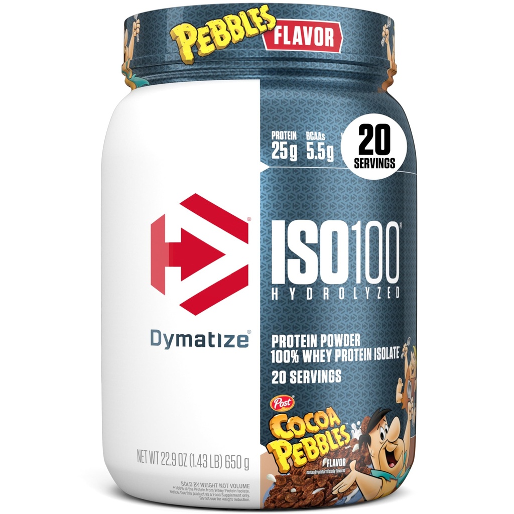 Dymatize x Cocoa Pebbles ISO100 Whey Protein Powder Isolate, 25g di Proteine, 20 Serve, 5.5g BCAAs, 120 Cal., Gluten Free, 1g Fat, 1g Sugar, 2g Carb