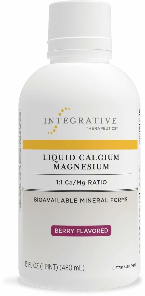 Integrative Therapeutics Liquid Calcium Magnesium - Supplemento Liquido che Supporta la Salute Bone* - Include Vitamina D3 e un Complesso Magnesio - Gluten-Free & Dairy-Free - Berry, 16 oz (32 Servings)