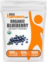 BulkSupplements.com Polvere di estratto di mirtillo biologico - Supplemento di estratto di mirtillo, supporto antiossidante - Vegan & Gluten Free, 500mg per porzione, 500g (1.1 lbs) (Pack of 1)