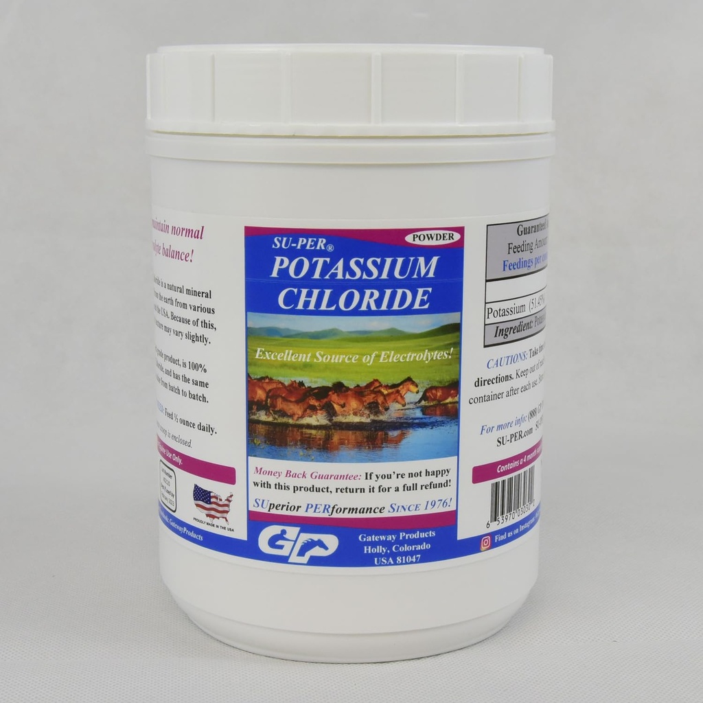 Supplemento di elettroliti del cloruro di potassio SU-PER - aiuta a mantenere l'equilibrio elettrolitico normale - 4 sterline, (2 pacchetto)